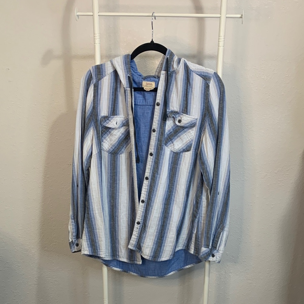 Boston Traders Blue and Gray Striped‎ Shirt